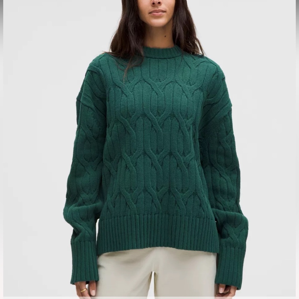 Lululemon Cable-Knit Oversized Crewneck Storm Teal